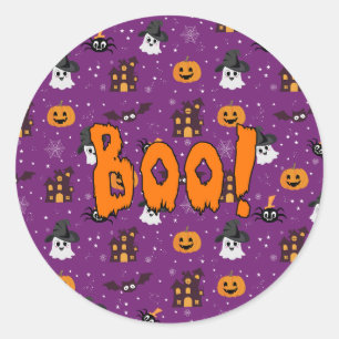 Halloween paarse patroon ronde sticker