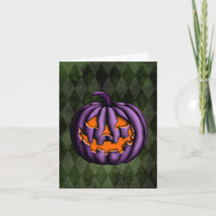 Halloween Paarse pomkin Green Grunge Kaart