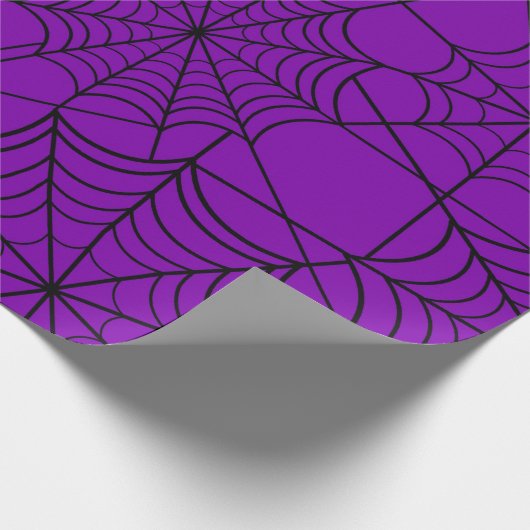 halloween paarse spinnevel cadeaupapier (Hoek)