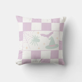 Halloween Paarse Spooky Season Checkerboard Kussen