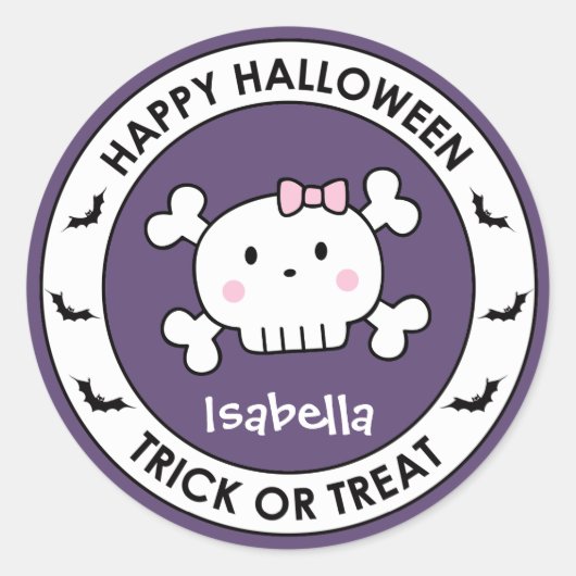 Halloween Paarse Treat Bag Sticker Label (Voorkant)