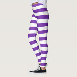 Halloween Paarse & witte horizontale strepen heks Leggings