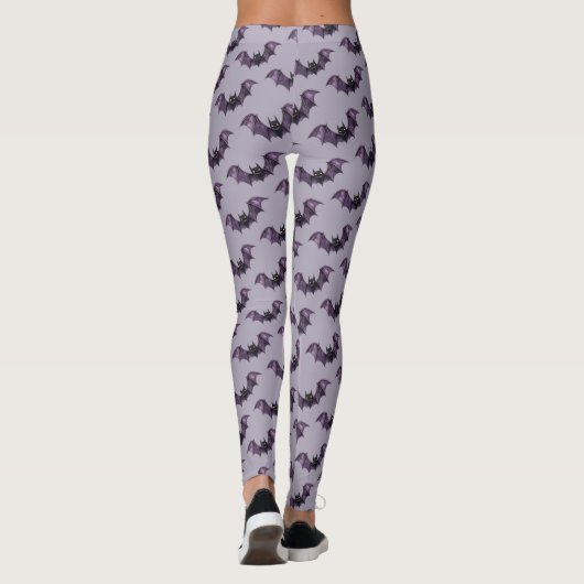 Halloween Paarse zwarte vleermuizen Spooky Scary Leggings (Achterkant)