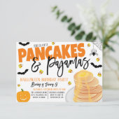 Halloween Pancakes en pyjama-uitnodiging Kaart (Staand voorkant)