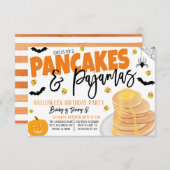 Halloween Pancakes en pyjama-uitnodiging Kaart (Voorkant / Achterkant)