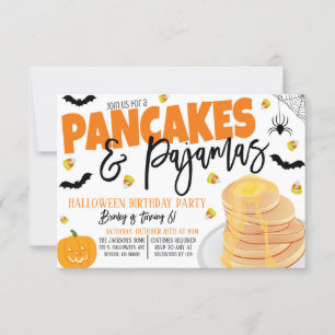 Halloween Pancakes en pyjama-uitnodiging Kaart