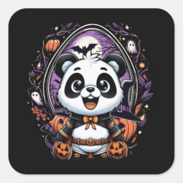Halloween Panda Classic Square Sticker