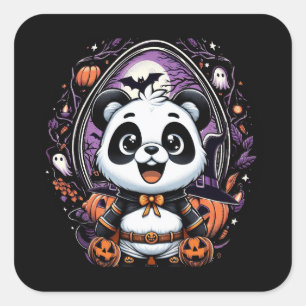 Halloween Panda Classic Square Sticker