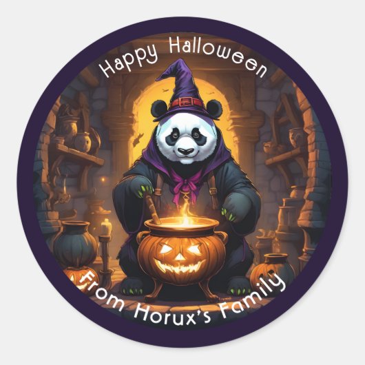 Halloween Panda Magic Ronde Sticker (Voorkant)