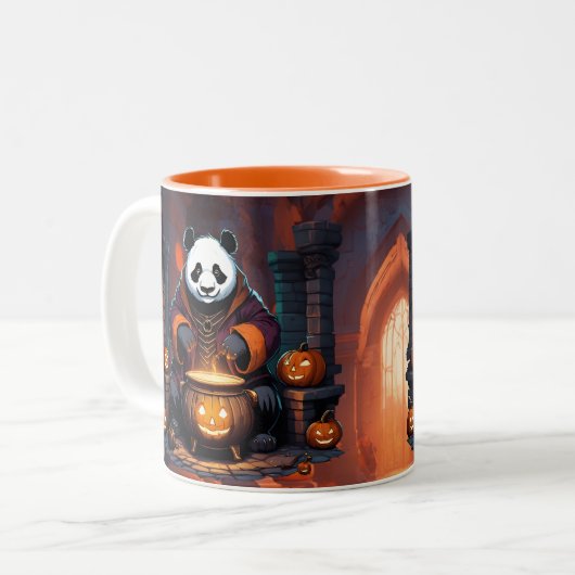 Halloween Panda Magic Tweekleurige Koffiemok (Voorkant links)
