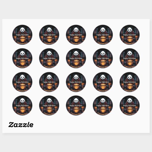 Halloween Panda Ronde Sticker (Vel)