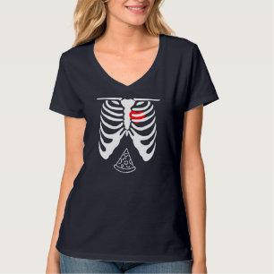 Halloween Papa Skelet Pizza Belly Grappige Zwanger T-shirt