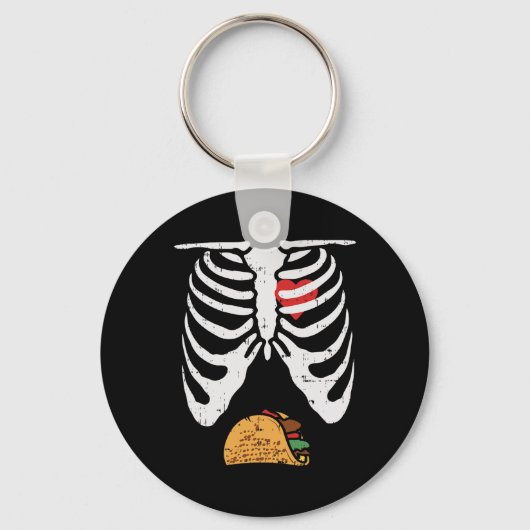 Halloween Papa Skelet Taco Belly Fun Zwangerschap  Sleutelhanger (Voorkant)