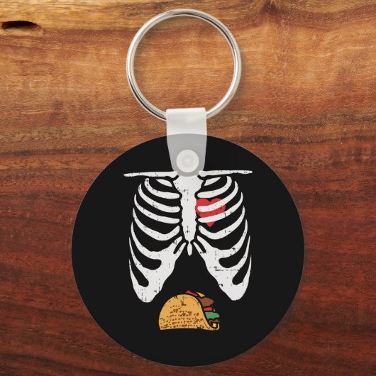 Halloween Papa Skelet Taco Belly Fun Zwangerschap  Sleutelhanger (Voorkant)