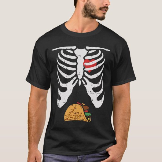 Halloween Papa Skelet Taco Belly Fun Zwangerschap  T-shirt (Voorkant)