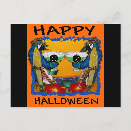 HALLOWEEN PAPEGAAIEN BRIEFKAART (Voorkant)