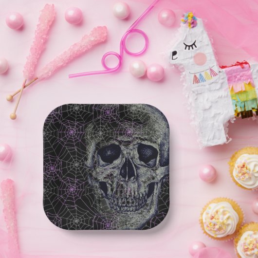 Halloween Paper Borden-Skull Papieren Bordje (Feest)