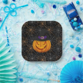Halloween Paper Borden-Spider Webs & Pumpkin Papieren Bordje (Feest)