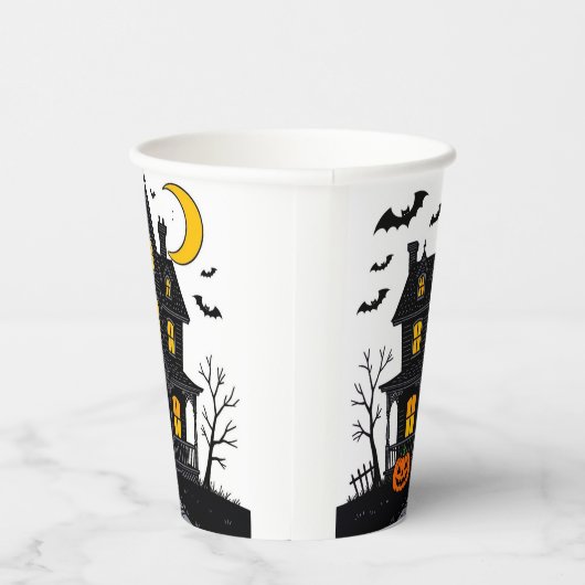 Halloween Paper Cup met Haunted House Design Papieren Bekers (Rechts)