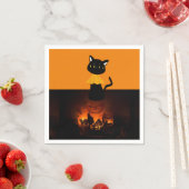 Halloween Paper Napkins, Black Cat Servet (Insitu)