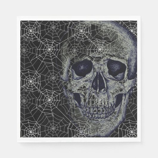 Halloween Paper Napkins-Skull & Webs Servet (Voorkant)