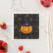 Halloween Paper Napkins-Spider Webs & Pumpkin Servet (Insitu)