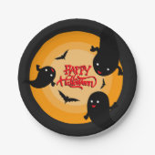 Halloween Paper Party Plate with Ghosts and Bats Papieren Bordje (Voorkant)