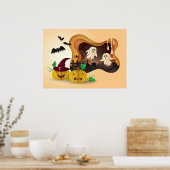 Halloween Papercut begraafplaats Ghosts Poster (Keuken)