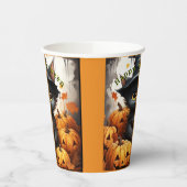 Halloween Papier Cups Zwart Kitten Pompoenen Papieren Bekers (Links)