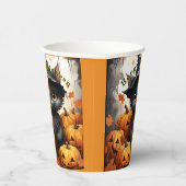Halloween Papier Cups Zwart Kitten Pompoenen Papieren Bekers (Rechts)