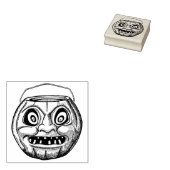 Halloween papier Mache Jack O'Lantern Rubberstempel (Gestempeld)