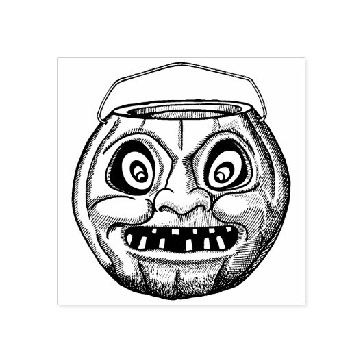 Halloween papier Mache Jack O'Lantern Rubberstempel (Afrduk)