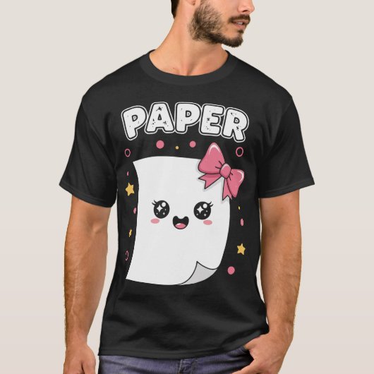 Halloween Papier Schaar Steen Grappige Kostuum T-shirt (Voorkant)