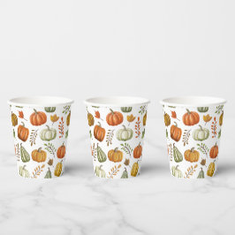 Halloween Papieren Beker Met Pompoenen - Wit