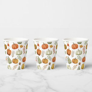 Halloween Papieren Beker Met Pompoenen - Wit