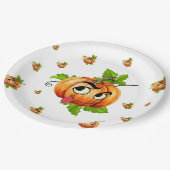 Halloween Papieren Borden – Grappig Pompoen Gezich Bordje (Gekanteld)