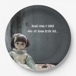 Halloween papieren Borden, griezelige Miss Muffet Papieren Bordje