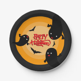 Halloween papieren feestbord met geesten en vleerm bordje