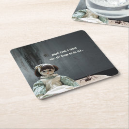 Halloween papieren Onderzetters, griezelige Miss M Kartonnen Onderzetters