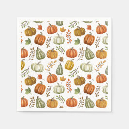 Halloween papieren servet met pompoenen - Wit
