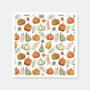 Halloween papieren servet met pompoenen - Wit