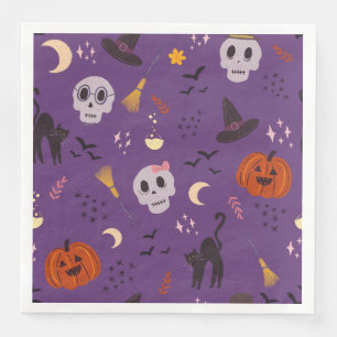 Halloween Papieren servetten - Schedels, Pompoenen