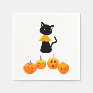 Halloween Papieren Servetten, Zwarte Kat Servet