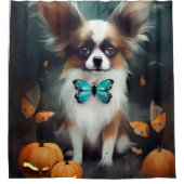 Halloween Papillon met pompoenen eng Douchegordijn (Voorkant)