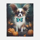 Halloween Papillon met pompoenen eng Fleece Deken (Voorkant)