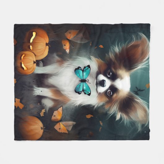 Halloween Papillon met pompoenen eng Fleece Deken (Voorkant (Horizontaal))