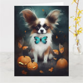 Halloween Papillon met pompoenen eng Kaart (Gele Bloem)