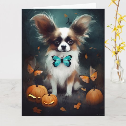 Halloween Papillon met pompoenen eng Kaart (Gele Bloem)