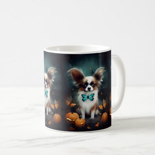 Halloween Papillon met pompoenen eng Koffiemok (Voorkant rechts)