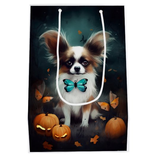 Halloween Papillon met pompoenen eng Medium Cadeauzakje (Achterkant)